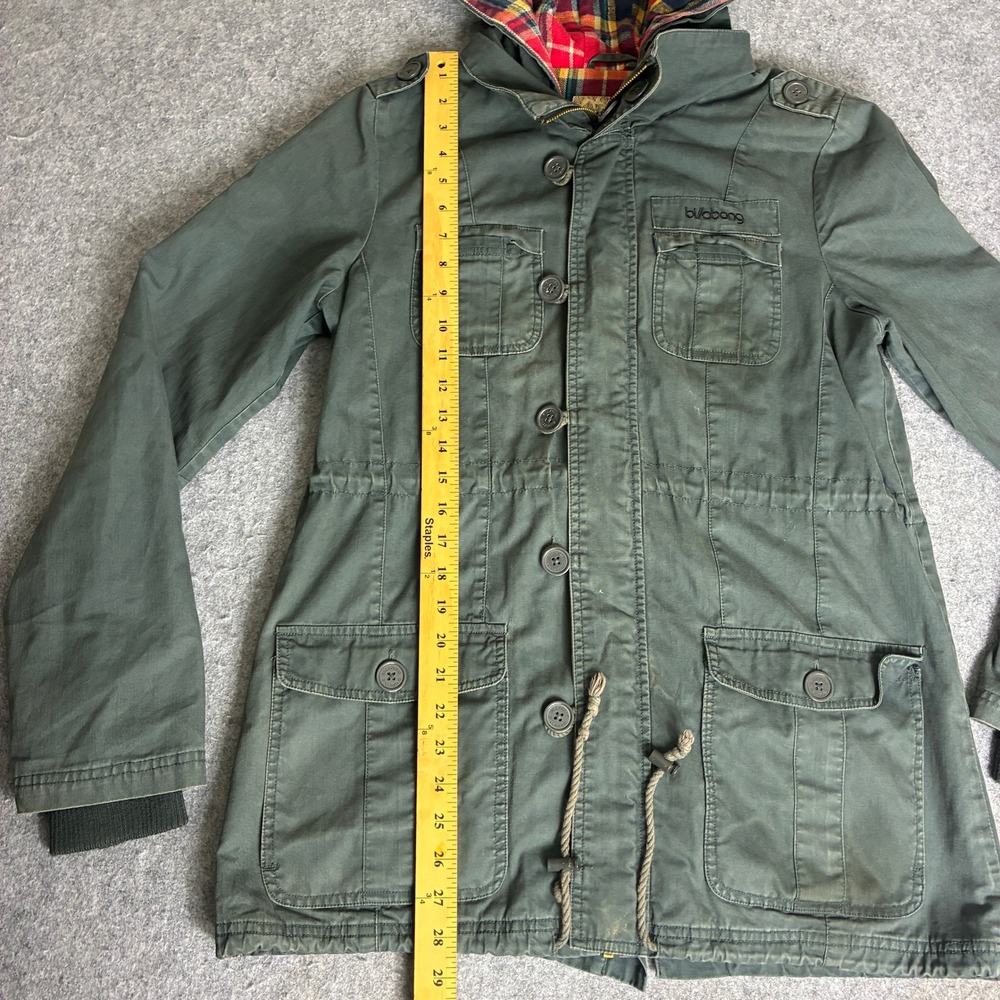 Billabong Womens L Olive Green Utility Field Jacket Flannel Lined Cotton Canvas - Picture 5 of 10
